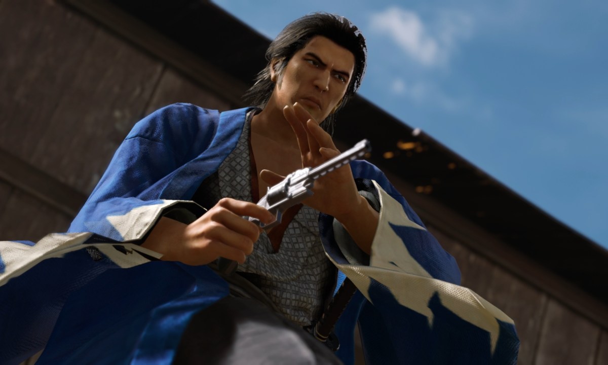 Ryoma uses a Gunman Heat Action in Like a Dragon: Ishin!