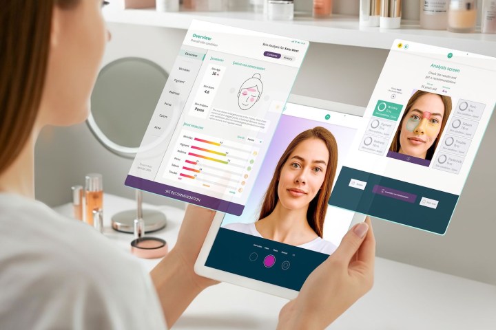 Una imagen promocional que muestra el sensor S1 de Spectricity utilizado para el análisis de la piel.