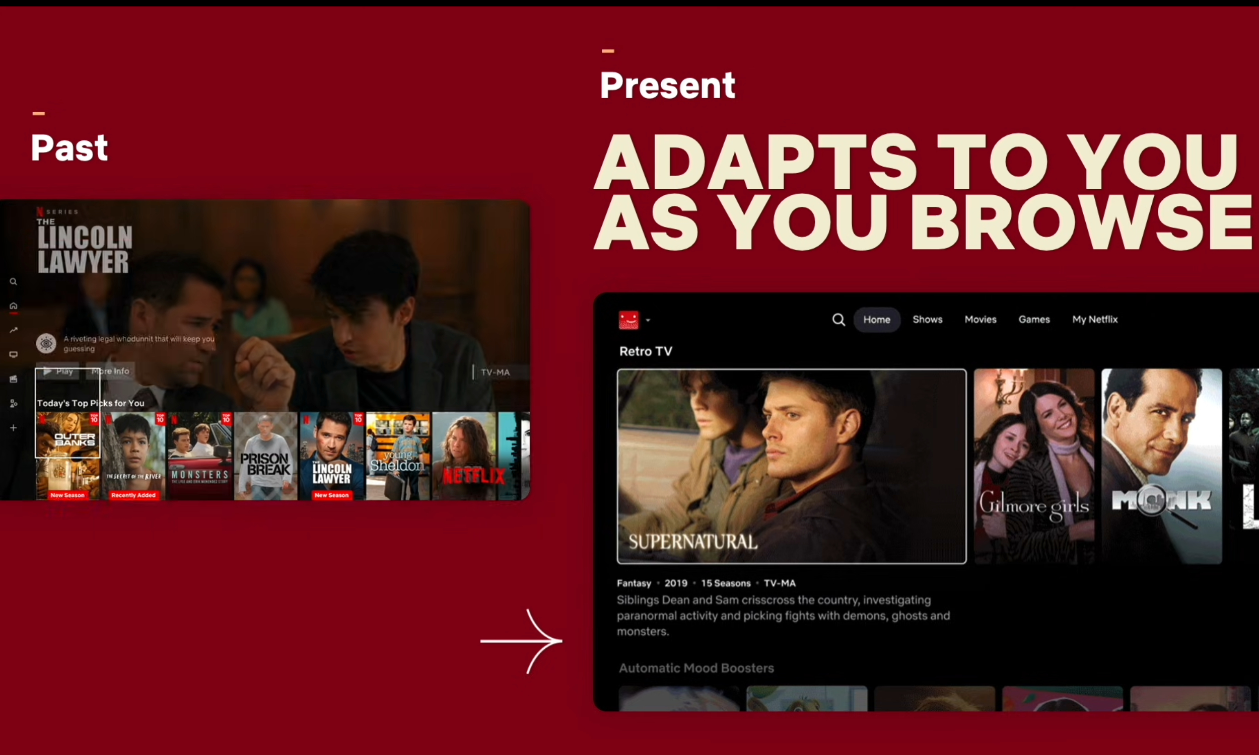 Netflix recommendations adapting to user queries.